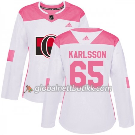 Ottawa Senators Hockeydrakt Erik Karlsson 65 2017-2018 Hvit Rosa Fashion Adidas Authentic - Dame